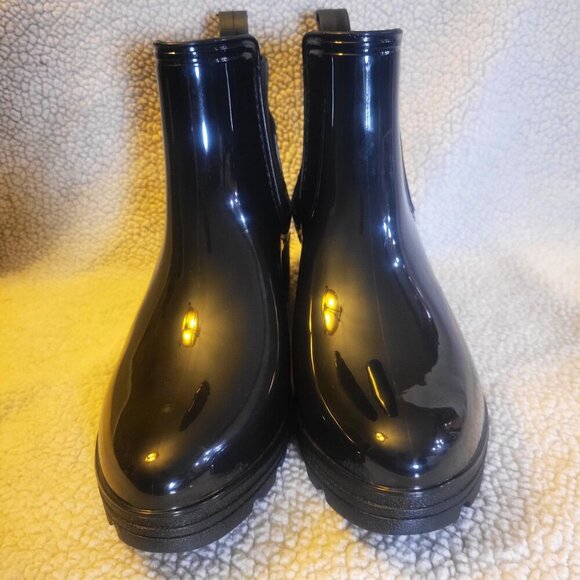 Capelli New York Women's Rain Boot Black Patent Upper - Rugged Sole = Size 8 - Picture 4 of 7